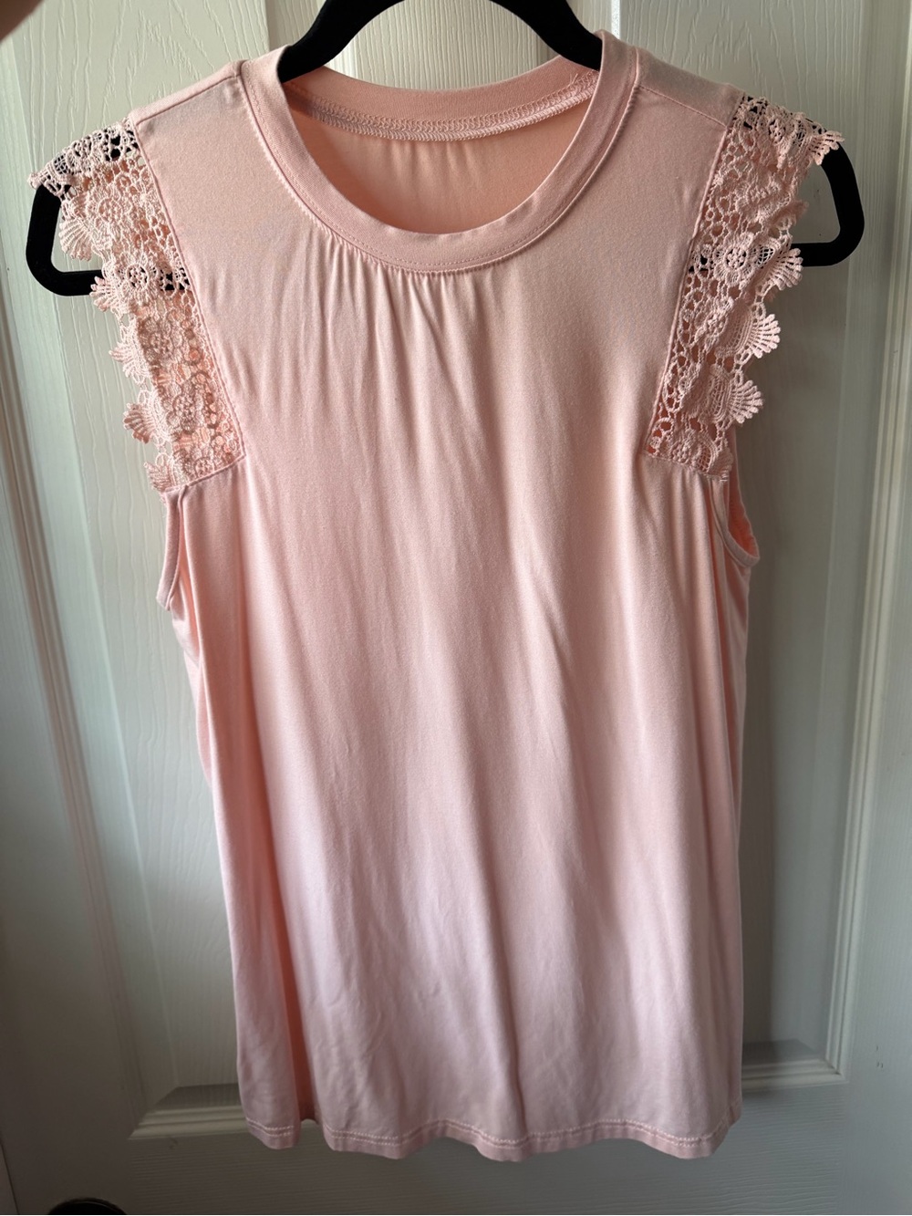 Women’s Pink Lace Sleeve Tank Top